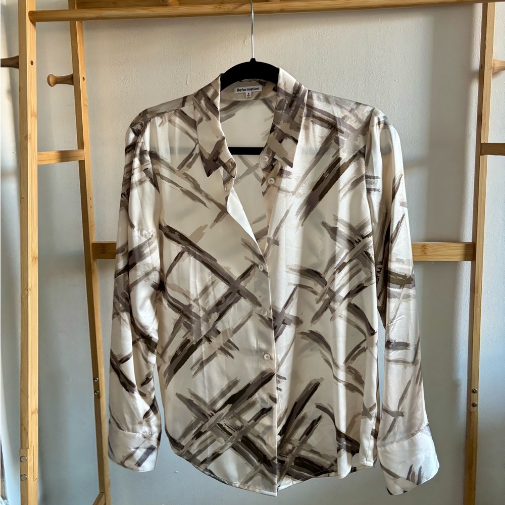 Reformation Sky Relaxed Silk Shirt